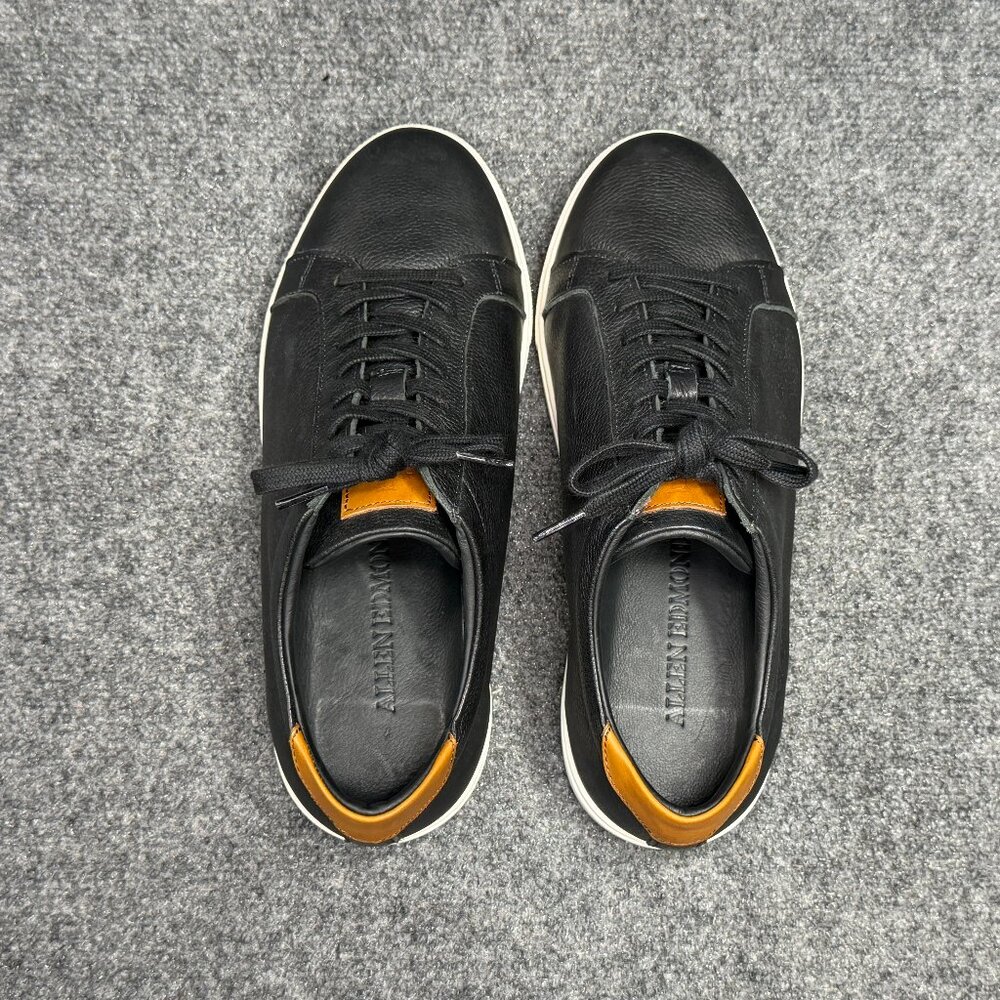 Allen Edmonds Courtside Lace Up Sneakers Mens 9.5 Black Leather Low Classic Shoe - Picture 8 of 13